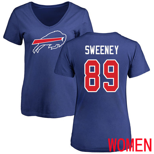 NFL Women Buffalo Bills #89 Tommy Sweeney Royal Blue Name and Number Logo T Shirt